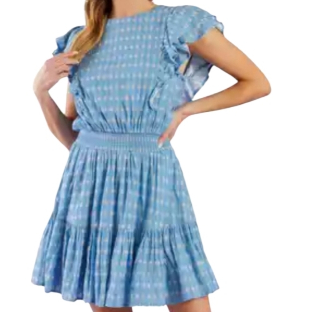 Flying Tomato come as you are Blue Ruffled mini Dress S 2 4 6
